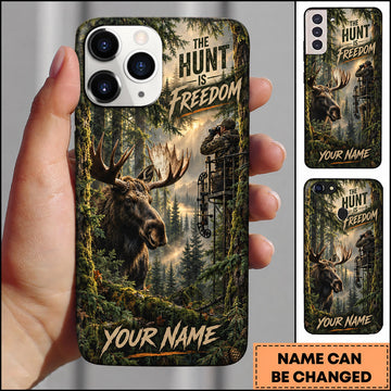 BlueJose Moose Hunting Freedom Dense Forest Wilderness Personalized Name 3D Phone Case