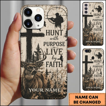 BlueJose Hunting Hunt With Purpose Deer Faith Personalized 3D Phone Case