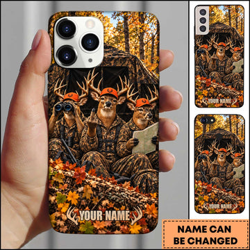 BlueJose Deer Hunting Friends Autumn Forest Camp Personalized Name 3D Phone Case