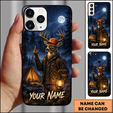 BlueJose Deer Hunting Camping Lantern Moonlit Forest Personalized Name 3D Phone Case