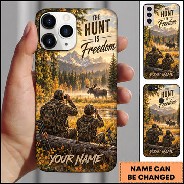 BlueJose Hunting Freedom Hunters Mountain Valley Wilderness Personalized Name 3D Phone Case