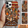 BlueJose Personalized Deer Hunting Phone Case with Rustic American Flag, Antler Skull, Forest Camo and Custom Team Name (8 Colors)