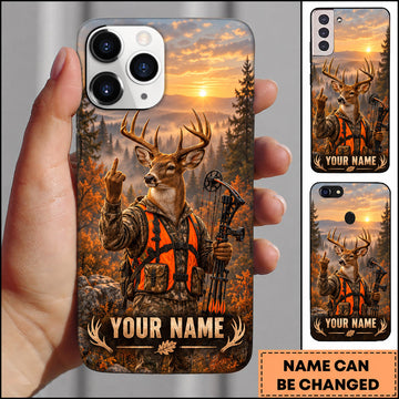 BlueJose Deer Hunting Trophy Buck Hunter Sunset Personalized Name 3D Phone Case