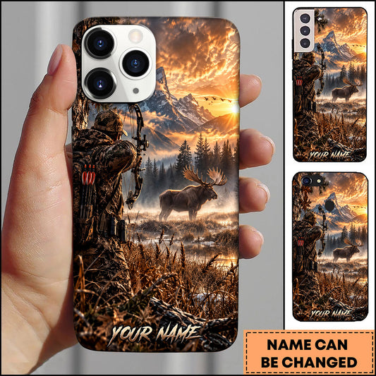 BlueJose Hunting Mountain Lake Hunter Wilderness Personalized Name 3D Phone Case (3 animals)