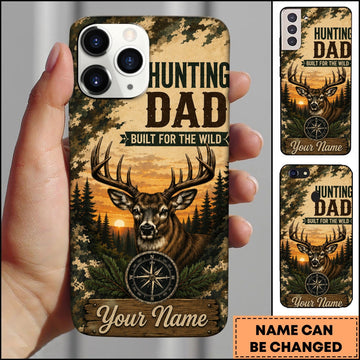 BlueJose Hunting Dad Whitetail Deer Sunset Camo Built For The Wild Multiple Options Personalized Name Phonecase