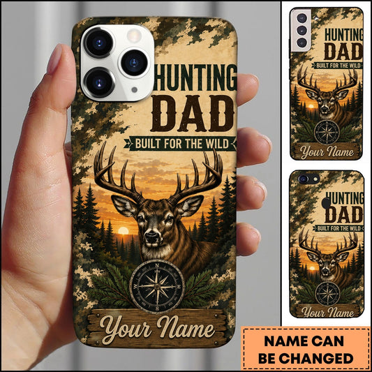 BlueJose Hunting Dad Whitetail Deer Sunset Camo Built For The Wild Multiple Options Personalized Name Phonecase