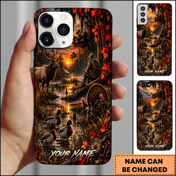 BlueJose Hunting Wildlife Elk Mallard Duck Turkey Autumn Forest Sunset Multiple Options Personalized Name Phone Case
