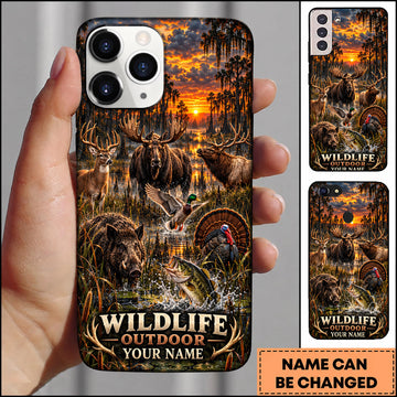 BlueJose Wildlife Outdoor Hunting Moose Turkey Autumn Sunset Personalized Name 3D Phone Case