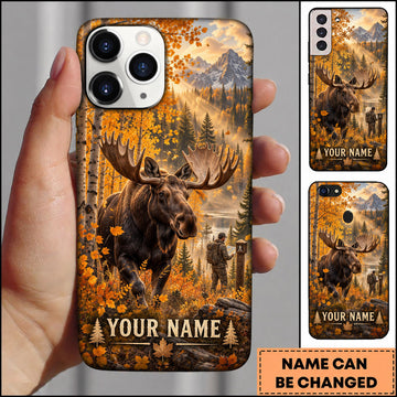 BlueJose Moose Hunting Autumn Forest Mountain Wilderness Personalized Name 3D Phone Case