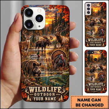 BlueJose Wildlife Outdoor Hunting Deer Turkey Sunset Marsh Personalized Name 3D Phone Case