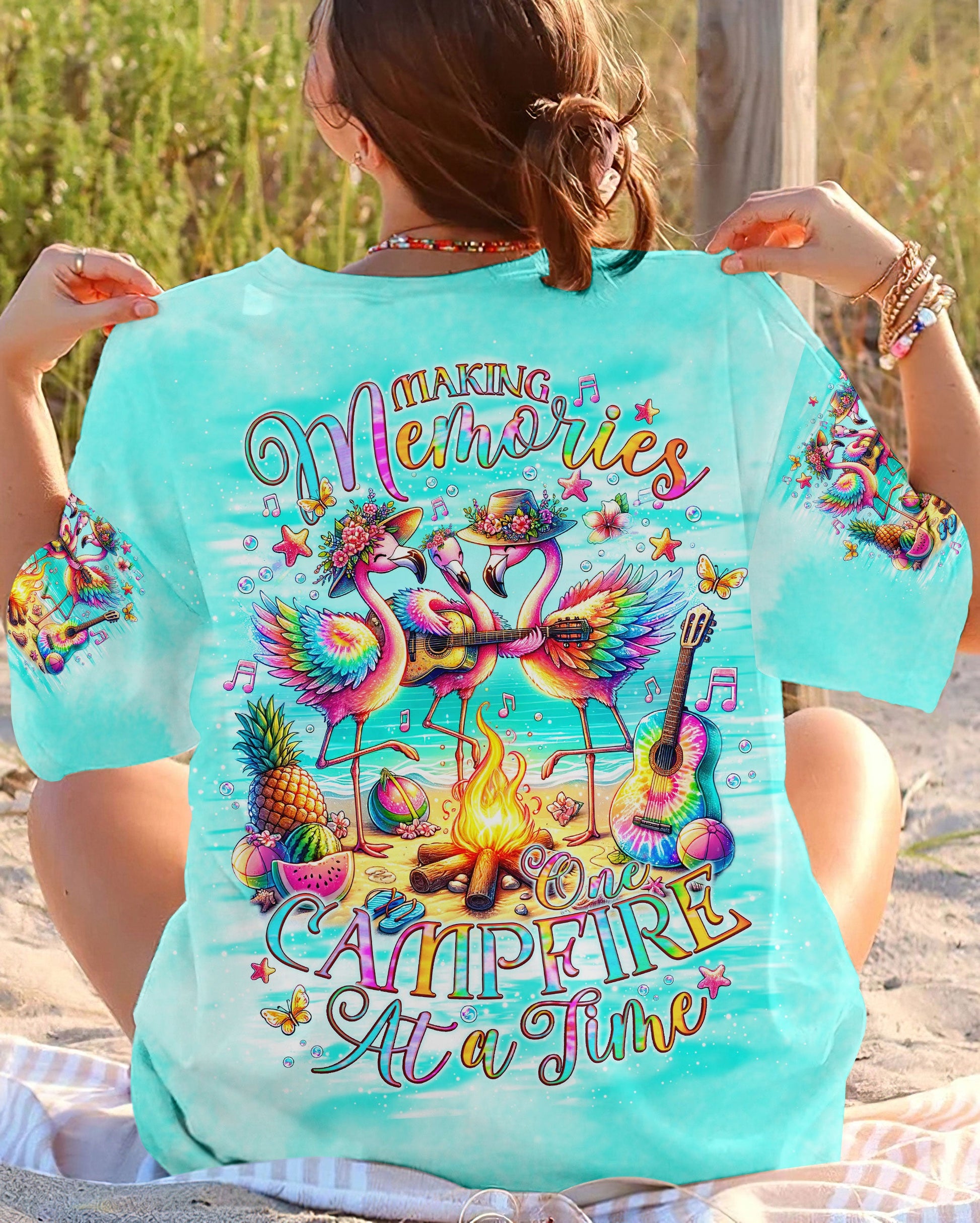 MAKING MEMORIES ONE CAMPFIRE AT A TIME FLAMINGO ALL OVER PRINT - TLNO2006243