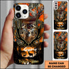 BlueJose Hunting Phone Case Majestic Buck Antler Frame Full Moon Forest Camo Scene Personalized Name Phone Case (4 colors)