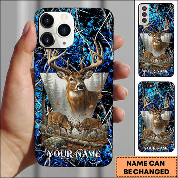 BlueJose Deer Hunting Forest Buck Rustic Camo Art Multicolor Options Personalized Name 3D Phone case (6 colors)