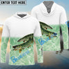 Bluejose Custom Musky Fishing Green Sea Water Camo Tournament Fishing Jerseys, Muskie Fishing Long Sleeve Shirt
