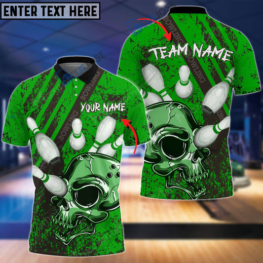 BlueJose Skull Bowling And Pins Multicolor Option Customized Name 3D Shirt (4 Colors)