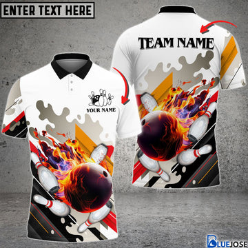 BlueJose Bowling And Pins Water Color Pattern Customized Name 3D Shirt