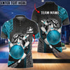 BlueJose Bowling Ball And Pins Crack Metalic Multicolor Personalized Name 3D Shirt