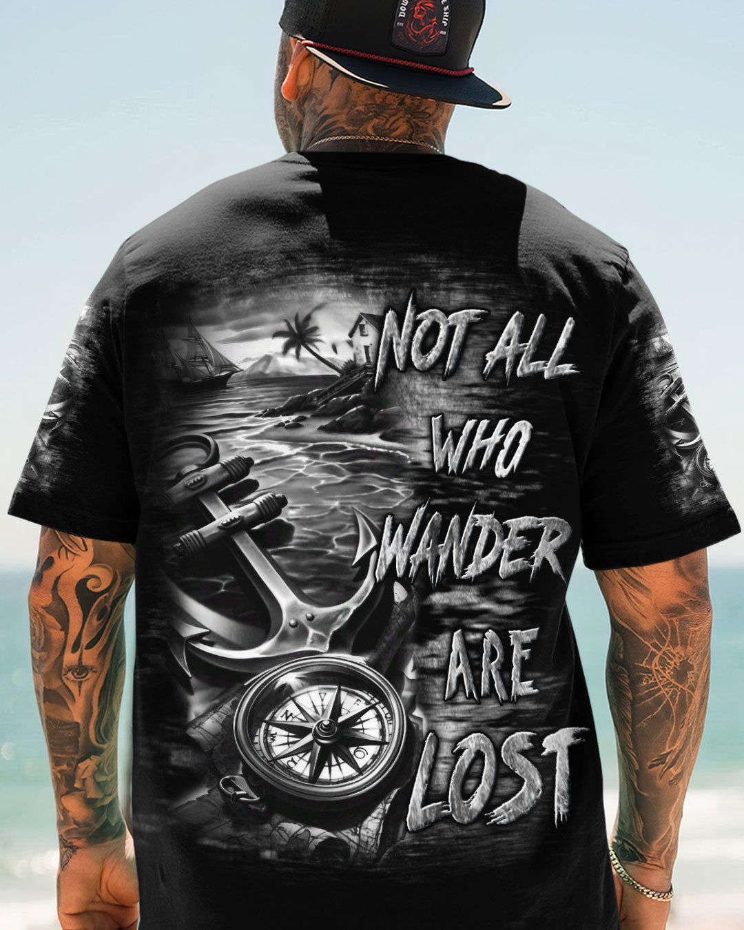 NOT ALL WHO WANDER ARE LOST ANCHOR COMPASS ALL OVER PRINT - YHLN0904252
