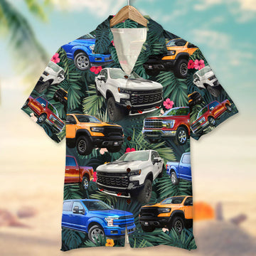 Custom Pickup Truck Photo Hawaiian Shirt, Tropical Pattern, Summer Gift