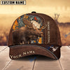 BlueJose Moose Hunting Leather Pattern Personalized Name Cap