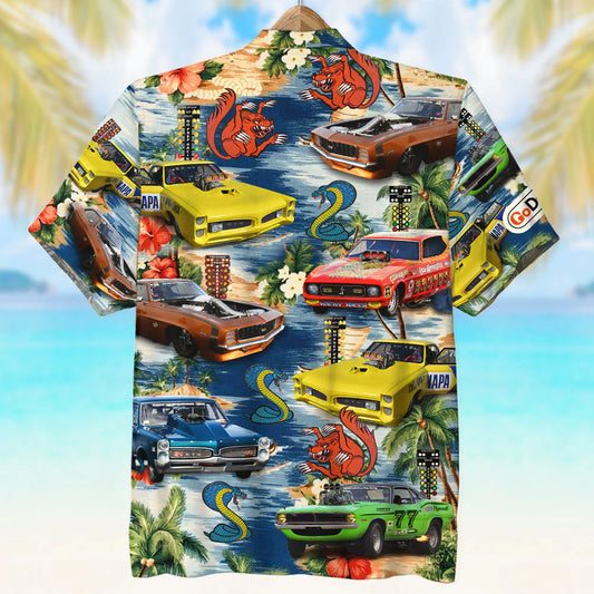 Custom Drag Racing Car Photo Hawaiian Shirt, Beach Pattern, Gift For Summer