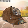 BlueJose Deer Hunting Leather Pattern Personalized Cap