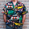Bluejose Custom Muscle Car Photo Tropical Plants And Hibiscus Flowers Pattern Hawaiian Shirt