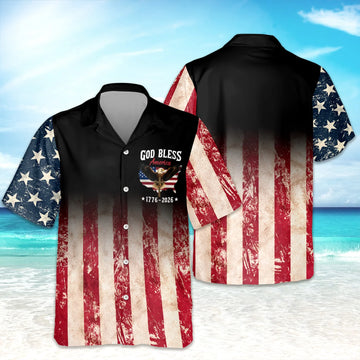 BlueJose Patriotic 250th Anniversary God Bless America Eagle 1776–2026 Hawaii Shirt
