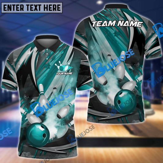 BlueJose Bowling And Pins Dejavu Drift Multicolor Customized Name 3D Shirt (4 Colors)