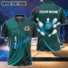 BlueJose Bowling And Pins Curve Shield Customized Name 3D Shirt (4 Colors)
