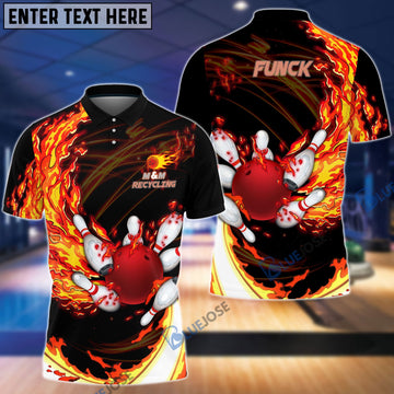 BlueJose Fire Bowling And Pins Multicolor Option Customized Name 3D Shirt For Victor Funck