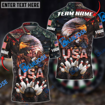 BlueJose Bowling Eagle The Pride Of America Customized Name, Team Name 3D Shirt