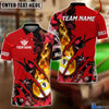 BlueJose Billiards Flame Smoke Pattern Personalized Name, Team Name Unisex Shirt