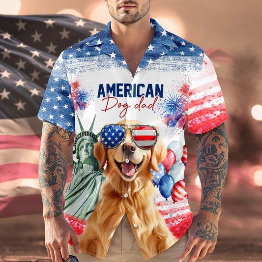 BlueJose Personalized American Dog Dad Hawaii Shirt