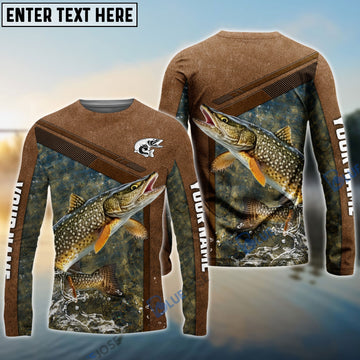 BlueJose Pike Fishing Leather Pattern Personalized Shirt