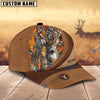 BlueJose Deer Hunting Brown Leather Pattern Personalized Name Cap (5 Colors)