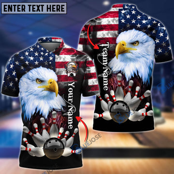 BlueJose Bowling American Eagle Customized Name, Team Name 3D Shirt