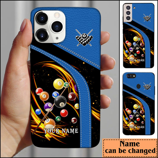BlueJose Billiard Leather Pattern Personalized Name Phone Case