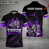 Bluejose Multicolor Truck Neon Light Pattern Personalized Name Polo Shirt For Truck Driver