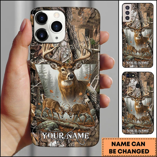 BlueJose Deer Hunting Forest Buck Rustic Camo Art Multicolor Options Personalized Name 3D Phone case (6 colors)