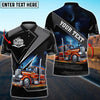 Bluejose Personalized Name Text Truck Multicolor Sky Polo Shirt, Idea Shirt For Truck Driver