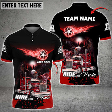 Bluejose Personalized Name Truck Night Wolf And Eagle Multicolor Polo Shirt For Truck Driver