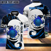 BlueJose Bowling And Pins Water Paint Color Customized Name 3D Shirt (4 Colors) Personalized Shirts For Bowling Players