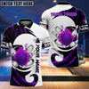 BlueJose Bowling And Pins Water Paint Color Customized Name 3D Shirt (4 Colors)