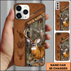 BlueJose Hunting Phone Case Majestic Whitetail Deer Leather Pocket Style Forest Camo Personalized Name Phone Case (5 colors)