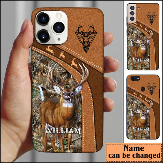 BlueJose Leather Pattern Personalized White-Tailed Phone Case