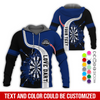 BlueJose Darts Pattern Colorful Personalized Name, Team Name Hoodie