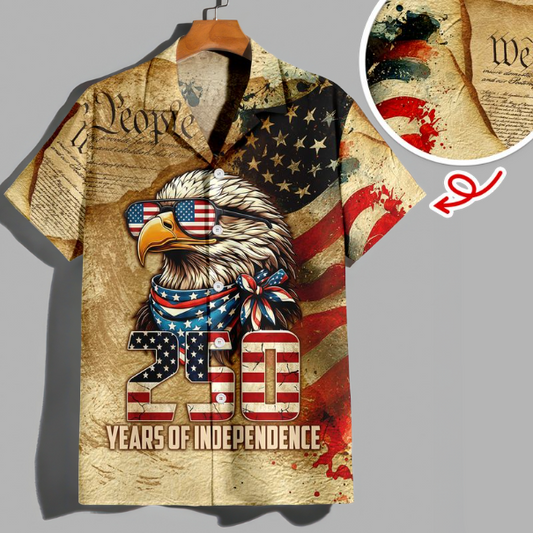 BlueJose America's 250 Years Anniversary Custom Name Hawaii Shirt Personalized Patriotic Gift