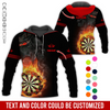 BlueJose Flaming Dartboards Personalized Name, Team Name Hoodie
