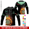 BlueJose Flaming Dartboards Personalized Name, Team Name Hoodie